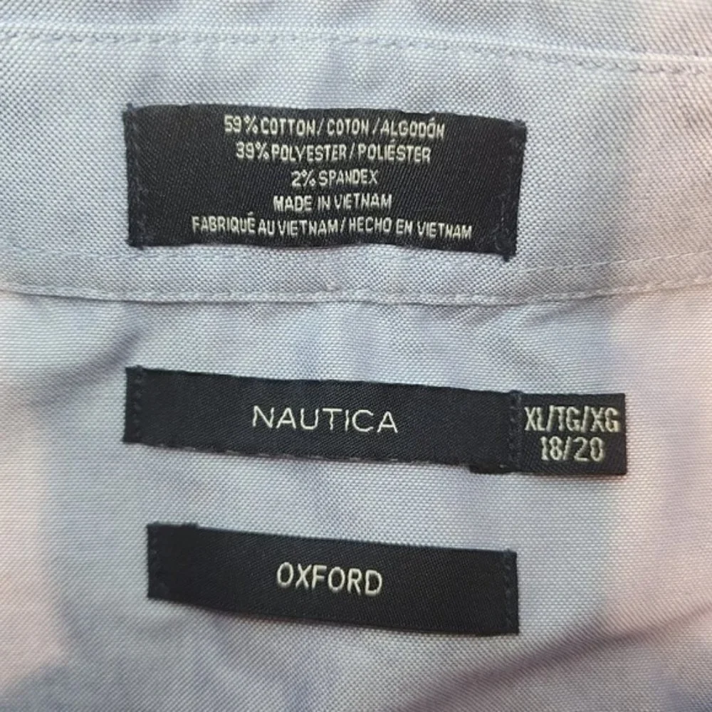 Nautica button down Oxford shirt sz XL 18-20 short sleeve blue